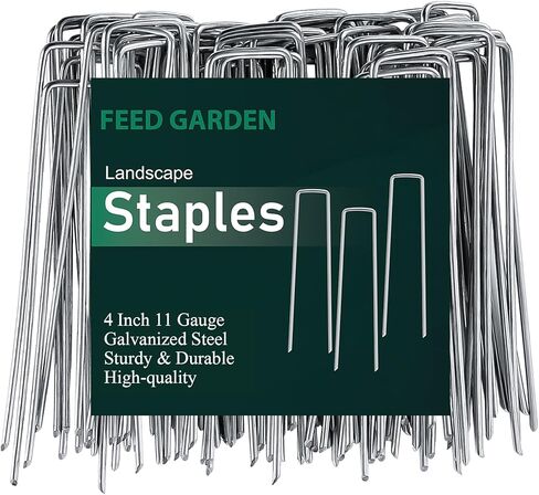 FEED GARDEN Heavy Duty Landscape Fabric Pins 8 Gauge 120 Pack with Pick Hook, 6 Inch Galvanized Round Head Garden Stakes for Weed Barrier Fabric, Turf, Sod, Tent, Garden Edging & Hard Soil in Kuwait