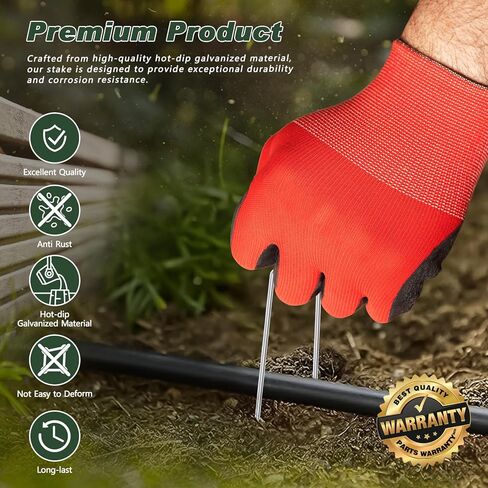 FEED GARDEN Heavy Duty Landscape Fabric Pins 8 Gauge 120 Pack with Pick Hook, 6 Inch Galvanized Round Head Garden Stakes for Weed Barrier Fabric, Turf, Sod, Tent, Garden Edging & Hard Soil in Kuwait