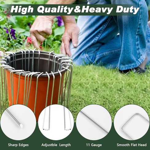 FEED GARDEN Heavy Duty Landscape Fabric Pins 8 Gauge 120 Pack with Pick Hook, 6 Inch Galvanized Round Head Garden Stakes for Weed Barrier Fabric, Turf, Sod, Tent, Garden Edging & Hard Soil in Kuwait