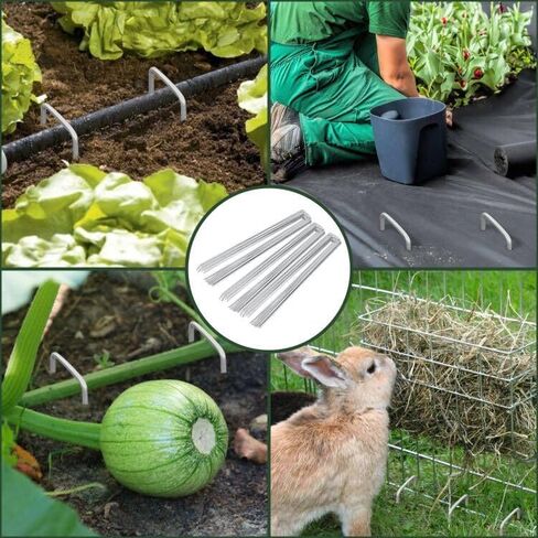 FEED GARDEN Heavy Duty Landscape Fabric Pins 8 Gauge 120 Pack with Pick Hook, 6 Inch Galvanized Round Head Garden Stakes for Weed Barrier Fabric, Turf, Sod, Tent, Garden Edging & Hard Soil in Kuwait