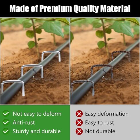 FEED GARDEN Heavy Duty Landscape Fabric Pins 8 Gauge 120 Pack with Pick Hook, 6 Inch Galvanized Round Head Garden Stakes for Weed Barrier Fabric, Turf, Sod, Tent, Garden Edging & Hard Soil in Kuwait