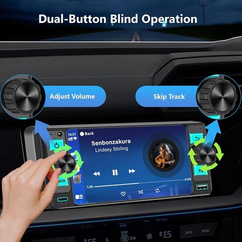 ستيريو سيارة راديو Din واحد مع Apple CarPlay، راديو شاشة تعمل باللمس Din واحد، راديو السيارة بلوتوث يدعم Android Auto، وصلة مرآة، راديو السيارة مع كاميرا احتياطية GPS USB ونوع C FM/AM SWC EQ MIC in Kuwait