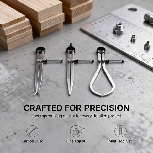 3-Piece Caliper Set, Carbon Steel Outside Caliper and Divider, 9 in Inside Calipers for Woodworking, Mark Layout, Lathe Turning Projects, Measuring Transfer Tools in Saudi Arabia