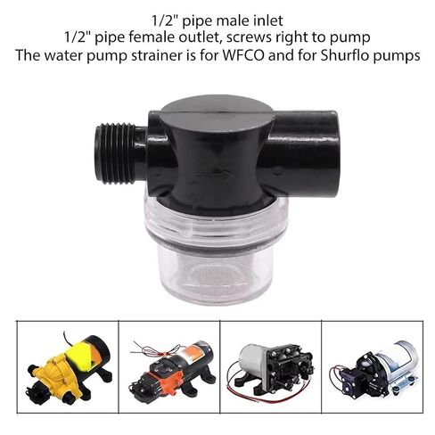 1/2" RV Water Pump Strainer with 50 Mesh Stainless Steel Screen Part No. 255-213 & 255-313 in Kuwait