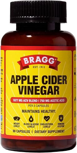 Bragg Apple Cider Cider Capsules مع فيتامين D والزنك - 90 كبسولات - يدعم الجهاز المناعي in Kuwait