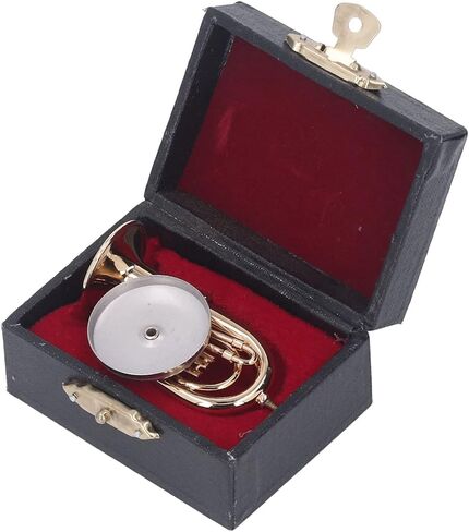 Exquisite Brass Gold Plated Miniature Tuba Model, 1:12 Scale Collectible Musical Instrument Decor for Music Lovers Home Office Desk Display in Kuwait