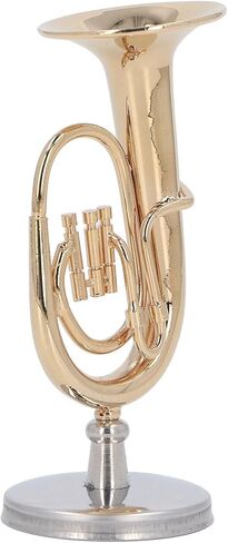 Exquisite Brass Gold Plated Miniature Tuba Model, 1:12 Scale Collectible Musical Instrument Decor for Music Lovers Home Office Desk Display in Kuwait