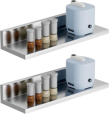 Stainless Steel Wall Shelf 8.6 x 24 Inches, 50 Lbs 2 Pack NSF Commercial Heavy Duty Wall Mounted Shelving with Backsplash for Restaurant, Kitchen, Garage in Kuwait
