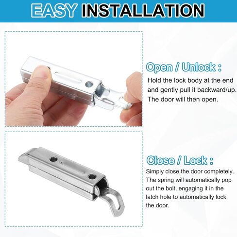 uxcell 2 Pcs Slide Entry Slam Latch, 4.6 Inch Automatic Spring Door Bolt Lock Stainless Steel Cabinet Hardware Latches for Industrial Cabinet & Family House, Curved Type in Kuwait