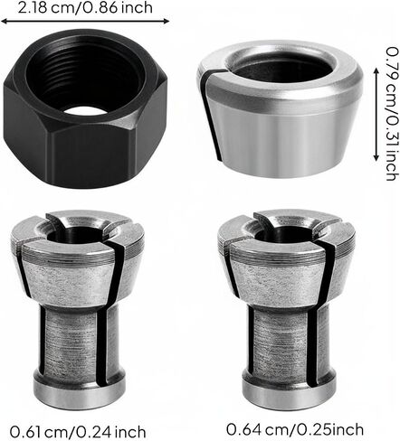 4 Pieces M17 Collet Nut Set High Precision 6x16.5 Collet Set Slotted Design Tool Accessory for shops in Kuwait