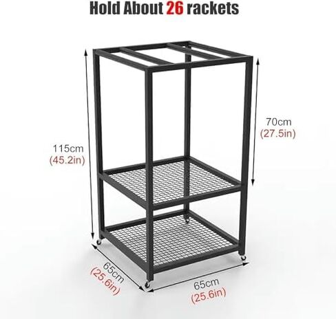Heavy-Duty Rolling Tennis Racket Storage Cart & Badminton Display Stand, Multi-Layer Organizer Rack with Wheels for Sports Equipment, Ideal for Commercial Use in Saudi Arabia