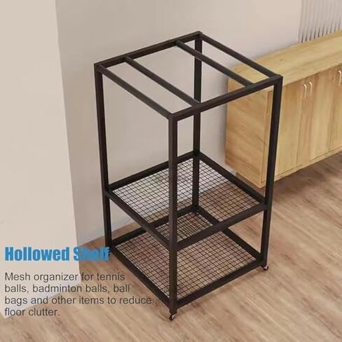 Heavy-Duty Rolling Tennis Racket Storage Cart & Badminton Display Stand, Multi-Layer Organizer Rack with Wheels for Sports Equipment, Ideal for Commercial Use in Saudi Arabia