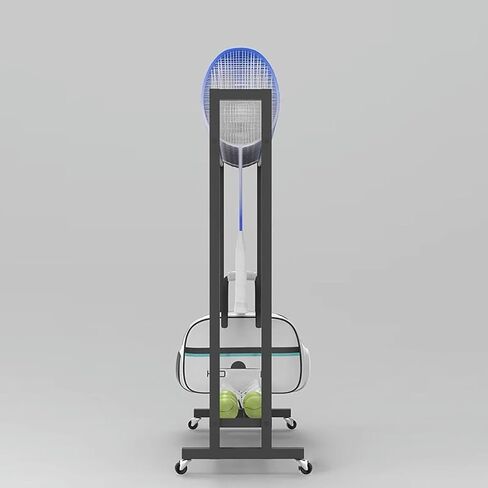 عربة معدات رياضية متنقلة شديدة التحمل على عجلات لمضارب كرة الريشة والتنس، حامل عرض ذو سعة كبيرة للأطفال والكبار، ارتفاع 75 سم/29.5 بوصة in Kuwait