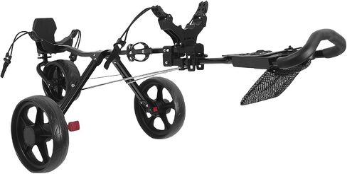 3 Wheel Folding Push Cart Portable Scorecard Holder Sports Bag Push Cart with Foot Brake Adjustable Buckle for Ball Tee Cup in Kuwait
