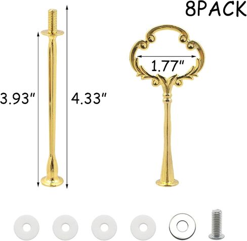 مجموعة أدوات حامل الكيك من HEVSTIL - 8 قطع من تجهيزات صينية تصميم الزهور لحوامل كعكة الزفاف DIY | تتضمن حاملات كيك ذهبية وفضية لبوفيهات الحفلات، وعروض العرض، وديكور المنزل in Kuwait