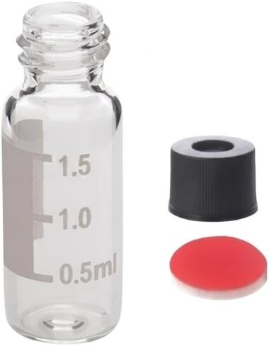 100 قطعة 1.5 مل من قوارير HPLC الأوتوماتيكية مع أغطية سوداء 8 مم وزجاجات عينة كروماتوغرافيا الحاجز لمستلزمات المختبرات المتوافقة مع Shimadzu in Kuwait