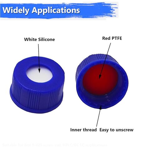 2ml Autosampler Vial HPLC Vials 1000 Pcs Lab Amber Vials Brown Glass Vial with Blue Screw Caps Writing Patch Red PTFE & White Silicone Septa fit for LC Stamper in Kuwait