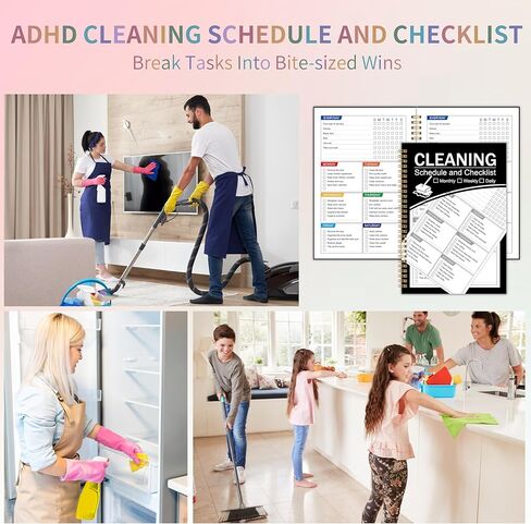 مخطط تنظيف ADHD ، جدول التنظيف وقائمة المراجعة ، مخطط قائمة مراجعة تنظيف المنزلية اليومية والأسبوعية ، قم بتنظيم منزلك للحفاظ على أنيقة وخالية من الإجهاد in Kuwait