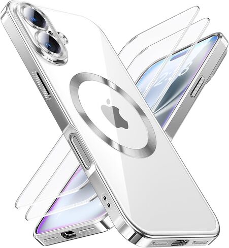 JUESHITUO for iPhone 16 Pro Case with 2X Screen Protection [Built-in Lens Protector] [Stronger N56 Magnets] [Not-Yellowing] Compatible with Magsafe Women Girls Color Clear Case (6.3")- Desert Gold in Saudi Arabia