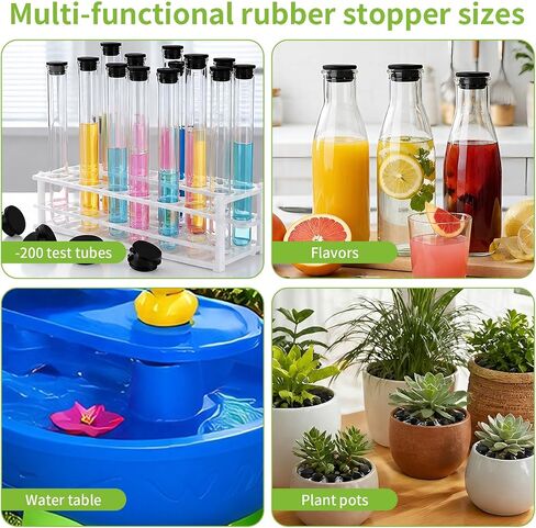 Penitue 4pcs Water Table Plug Replacement for Step 2, Rubber Leak-Proof Drain Seal Stopper for Holding Water Compatible with Test Tubes and Plant Pots Accessories Parts (Black) in Saudi Arabia