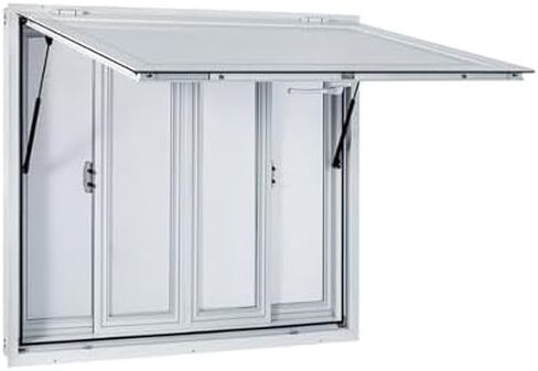 Aluminium Alloy Food Truck Concession Window 36x36 Inch with Awning & Fork Lock, Sliding Service Window for Trolley, Outdoor Catering Stand Accessory,One Color,53 * 33 inch in Kuwait