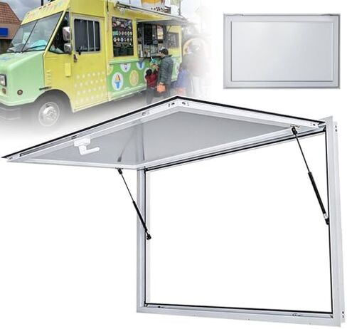 Lockable Concession Window with 85° Awning Door for Food Trucks, Trailers & Sheds - Perfect for Snack Bars, Cake Shops, and Outdoor Food Stands,36" Wx24 H(91x61cm) in Kuwait