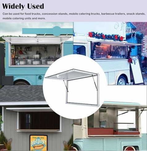 Lockable Concession Window with 85° Awning Door for Food Trucks, Trailers & Sheds - Perfect for Snack Bars, Cake Shops, and Outdoor Food Stands,36" Wx24 H(91x61cm) in Kuwait