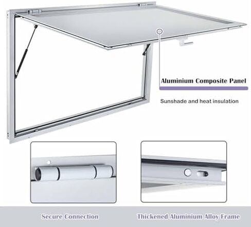 Lockable Concession Window with 85° Awning Door for Food Trucks, Trailers & Sheds - Perfect for Snack Bars, Cake Shops, and Outdoor Food Stands,36" Wx24 H(91x61cm) in Kuwait