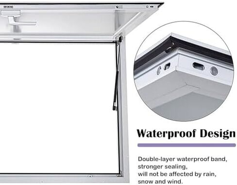 Lockable Concession Window with 85° Awning Door for Food Trucks, Trailers & Sheds - Perfect for Snack Bars, Cake Shops, and Outdoor Food Stands,36" Wx24 H(91x61cm) in Kuwait