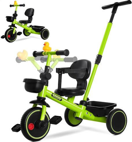 KRIDDO 2-in-1 Parent Steering Push Tricycle for Toddlers 1.5-5 Years in Saudi Arabia