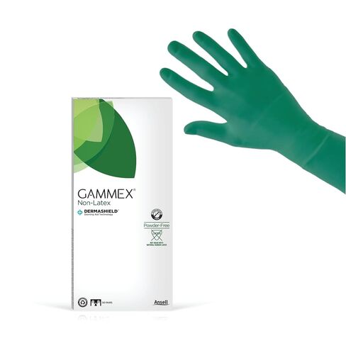 قفازات Ansell GAMMEX الجراحية المصنوعة من النيوبرين ذات الملمس الدقيق غير اللاتكس للرعاية الصحية، مقاس 6.5 أخضر (صندوق من 50) in Kuwait