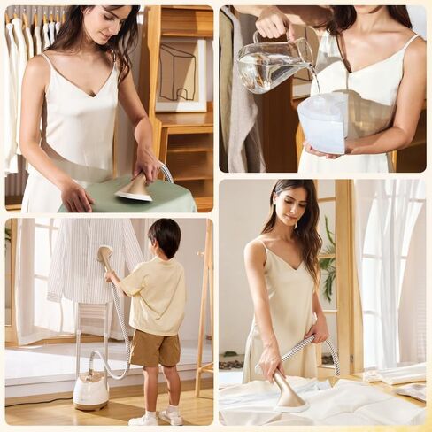 HAPAIS Steamer for Clothes,1800W Standing Garment Steamer 30s Heat-up with Adjustable Stable Double Rod,2-in-1 Flat & Hanging Ironing,Clothes Steamer with 10 Fabric Steam Modes in Kuwait