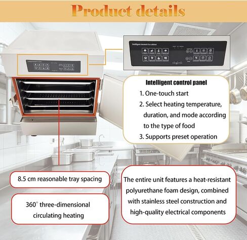 Commercial Food Steamer Stainless Steel 4-Tray Multi-Purpose Steamer Cabinet Single-phase Electric Steam Warmer with Digital Controls for Restaurant Kitchen 220V 6KW in Kuwait