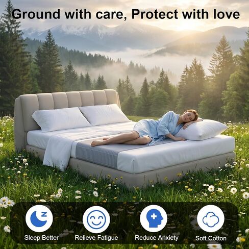 Grounding Mat, 90% Organic Cotton+10% Pure Silver Fiber, Grounding Mat for Bed for Better Sleep & Wellness, Grounding Fitted Sheets for All Mattress Sizes (Gray, 104 * 24inch, Small Single) in Kuwait
