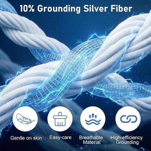 Grounding Mat, 90% Organic Cotton+10% Pure Silver Fiber, Grounding Mat for Bed for Better Sleep & Wellness, Grounding Fitted Sheets for All Mattress Sizes (Gray, 104 * 24inch, Small Single) in Kuwait