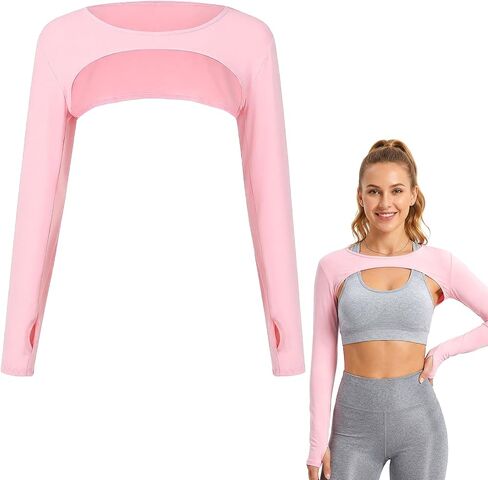 Nogeqi Cooling Shawl Arm Sleeves UV Sleeves for Women, Sun Protection Sleeve with Finger Hole, Comfortable & Breathable UV Protection Arm Cover for Women Golf (Pink) in Kuwait