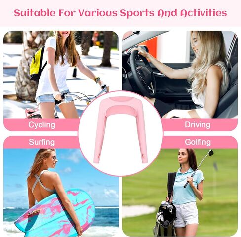 Nogeqi Cooling Shawl Arm Sleeves UV Sleeves for Women, Sun Protection Sleeve with Finger Hole, Comfortable & Breathable UV Protection Arm Cover for Women Golf (Pink) in Kuwait