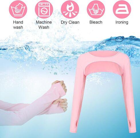 Nogeqi Cooling Shawl Arm Sleeves UV Sleeves for Women, Sun Protection Sleeve with Finger Hole, Comfortable & Breathable UV Protection Arm Cover for Women Golf (Pink) in Kuwait