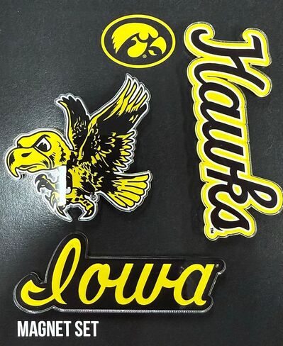 مغناطيس أكريليك من جامعة صبار الصحراء في أيوا، 3 عبوات من تصميم ديكور UI Hawkeyes مرخص رسميًا (مجموعة مغناطيس B عتيقة) in Kuwait