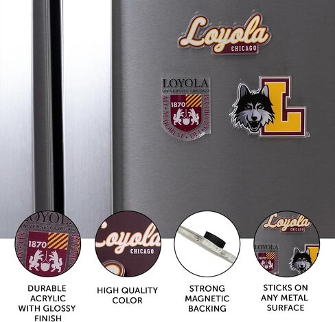 Desert Cactus Loyola University Chicago Acrylic Magnet 3 Pack LUC Ramblers Decorative Design Officially Licensed (Magnet Set A) in Kuwait
