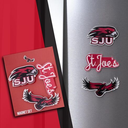 مغناطيس أكريليك لجامعة سانت جوزيف من صبار الصحراء، 3 عبوات من صقور SJU، تصميم زخرفي مرخص رسميًا (مجموعة المغناطيس A) in Kuwait