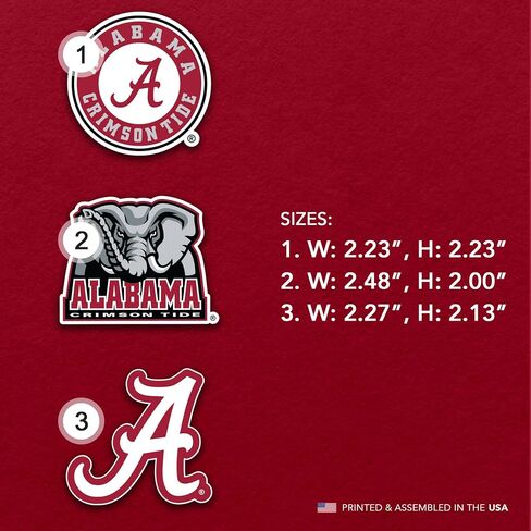 مغناطيس أكريليك من جامعة صبار الصحراء في ألاباما، 3 عبوات من تصميم زخرفي UA Crimson Tide مرخص رسميًا (مجموعة المغناطيس A) in Kuwait