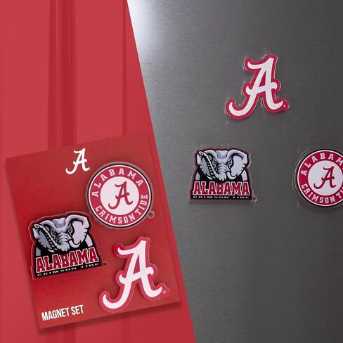 مغناطيس أكريليك من جامعة صبار الصحراء في ألاباما، 3 عبوات من تصميم زخرفي UA Crimson Tide مرخص رسميًا (مجموعة المغناطيس A) in Kuwait