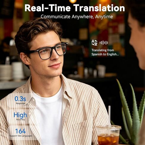 نظارات Ai Translation الذكية مع ChatGPT، نظارات بلوتوث مع أكثر من 164 لغة ترجمة، نظارات مترجم، عدسات متغيرة اللون، نظارات صوتية متعددة الوظائف للنساء والرجال (M01) in Kuwait