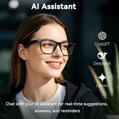 نظارات Ai Translation الذكية مع ChatGPT، نظارات بلوتوث مع أكثر من 164 لغة ترجمة، نظارات مترجم، عدسات متغيرة اللون، نظارات صوتية متعددة الوظائف للنساء والرجال (M01) in Kuwait