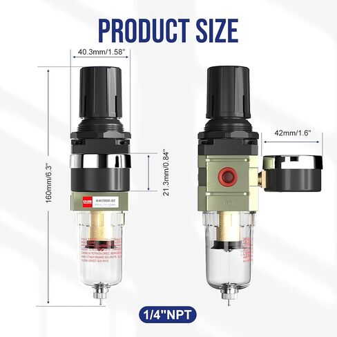 1/4 "NPT ضاغط الهواء منظم ضغط المياه للبخاخة الرطوبة فخ تصفية فاصل المياه مع مقياس in Kuwait