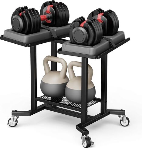 Dumbbell Rack Only Dumbell Cart Weight Stand Fits For Adjustable Weight 400lbs Load up Heavy Duty Stand for Home Gym（No Dumbbell, Rack Only） in Kuwait