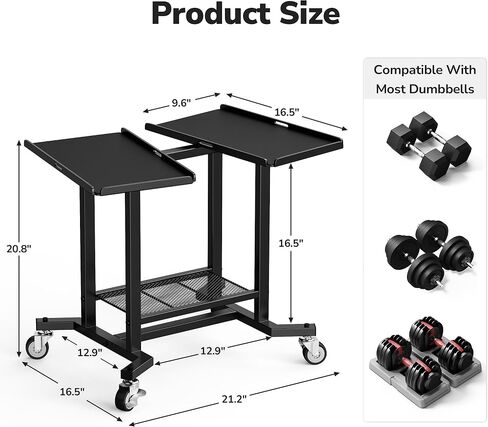 Dumbbell Rack Only Dumbell Cart Weight Stand Fits For Adjustable Weight 400lbs Load up Heavy Duty Stand for Home Gym（No Dumbbell, Rack Only） in Kuwait