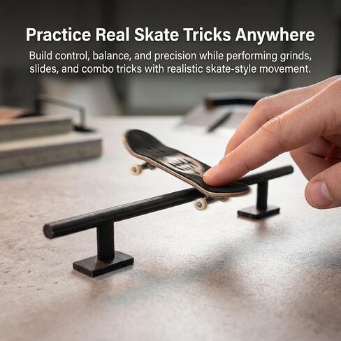 Fingerboard Rail Trick Skate Grind Rail, Mini Finger Skateboard Obstacle for Tech Deck Style Fingerboarding, Portable Desk Skatepark Ramp for Grinds, Slides & Combo Tricks, Skate Training Accessory in Kuwait