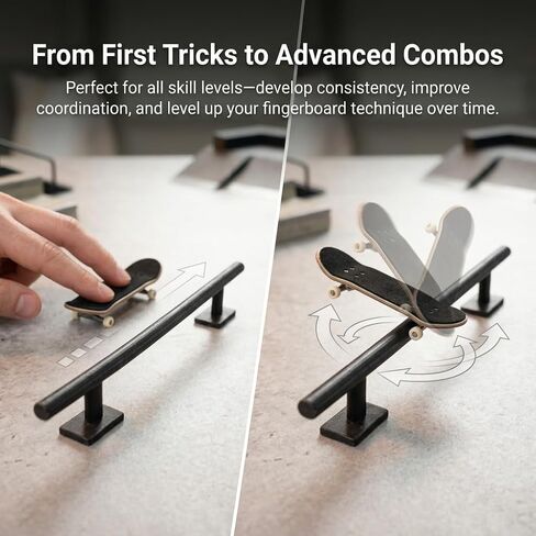 Fingerboard Rail Trick Skate Grind Rail, Mini Finger Skateboard Obstacle for Tech Deck Style Fingerboarding, Portable Desk Skatepark Ramp for Grinds, Slides & Combo Tricks, Skate Training Accessory in Kuwait
